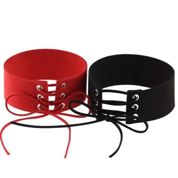 2 PCS Einfache Persönlichkeit Punk Sexy Gebundener Kragen Mode Samt Kragen Knochen Halskette, Zufällige Farblieferung – Bild 2