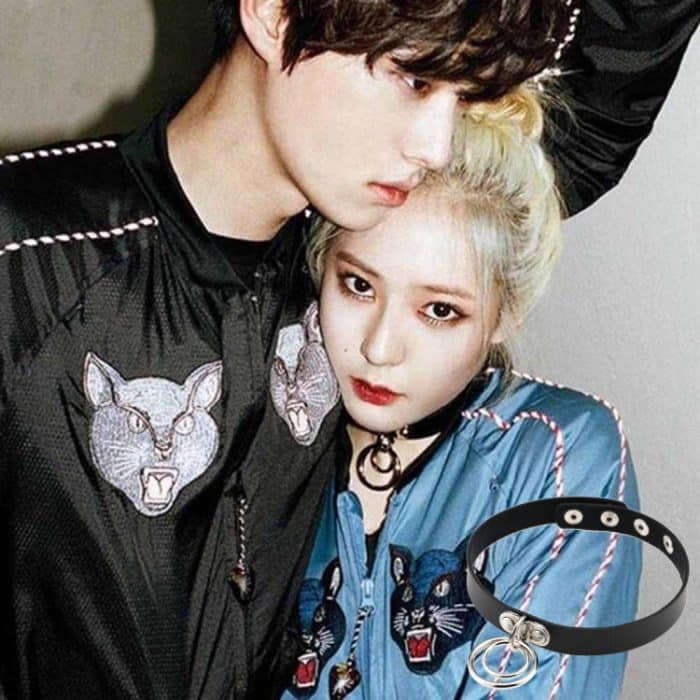 2 PCS European und American Rock Punk Nachtclub Street Dancing Doppelring Lederhalsband Halskette, zufällige Farblieferung – Bild 4