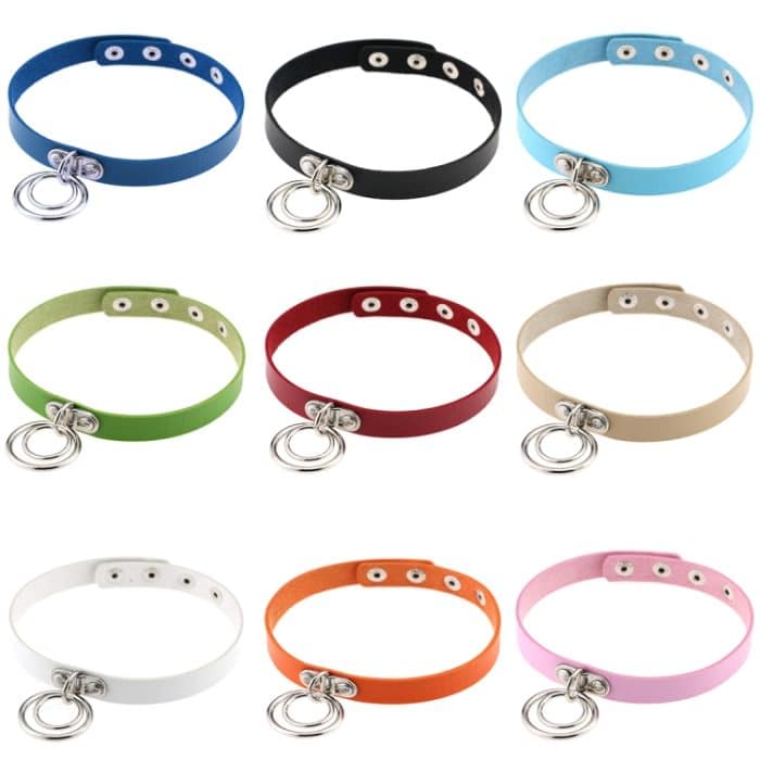 2 PCS European und American Rock Punk Nachtclub Street Dancing Doppelring Lederhalsband Halskette, zufällige Farblieferung – Bild 7