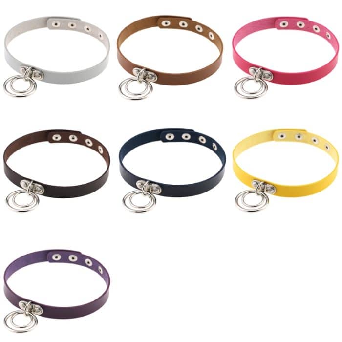 2 PCS European und American Rock Punk Nachtclub Street Dancing Doppelring Lederhalsband Halskette, zufällige Farblieferung – Bild 8