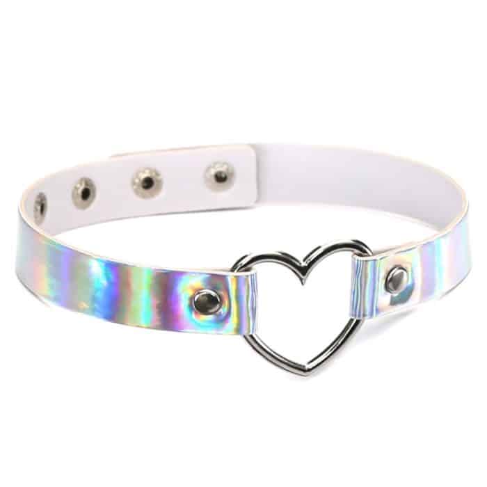 2 PCS europäische und amerikanische Harajuku Laser Herzform Kragen Glowing Choker Halskette, zufällige Farblieferung – Bild 2