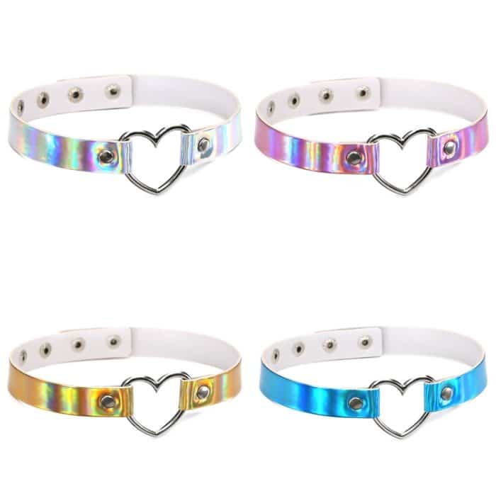 2 PCS europäische und amerikanische Harajuku Laser Herzform Kragen Glowing Choker Halskette, zufällige Farblieferung – Bild 7