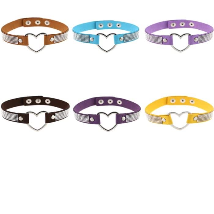 Japanische Harajuku Strass Herzform Punk Kragen Mode weibliche Halsband Halskette, zufällige Farblieferung – Bild 6