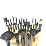 32 PCS Holzfarbe Griff Make-up Pinsel Set Beauty Kit + PU Leder Tragetasche – Bild 4
