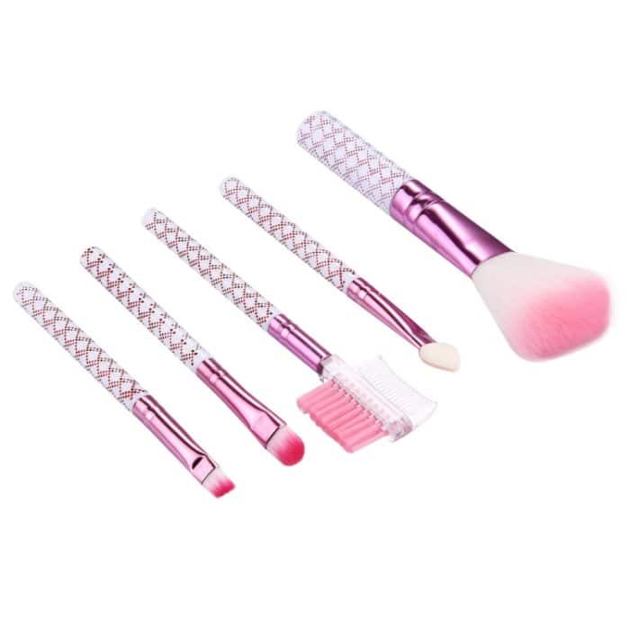 5 in 1 Pink Stripes Pattern Professionelles Make-up Tool Kit – Bild 3