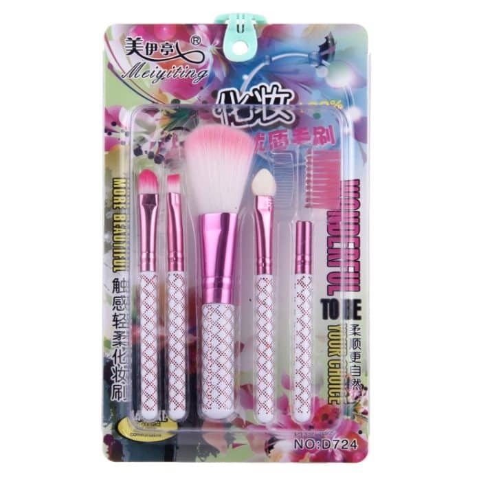 5 in 1 Pink Stripes Pattern Professionelles Make-up Tool Kit – Bild 5