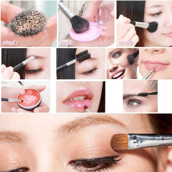 5 in 1 Pink Stripes Pattern Professionelles Make-up Tool Kit – Bild 6