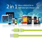 HAWEEL 1 m 2-in-1-Micro-USB- und 8-Pin-zu-USB-Datensynchronisierungs-Ladekabel – Bild 6