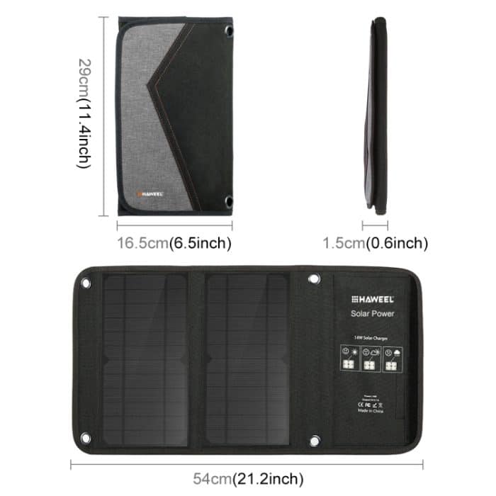 HAWEEL 14W Faltbares Solarpanel -Ladegerät mit 5 V / 2,4A Max Dual USB -Anschlüssen – Bild 3