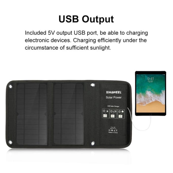 HAWEEL 14W Faltbares Solarpanel -Ladegerät mit 5 V / 2,4A Max Dual USB -Anschlüssen – Bild 5