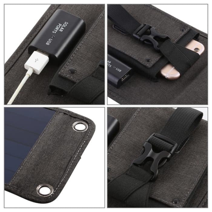 Haweel 14W 5V 2.4A Tragbares faltbares Solarladegerät Outdoor Travel wiederaufladbare Klappbeutel mit 4 Solarmodulen und USB -Anschluss, Größe: s – Bild 4