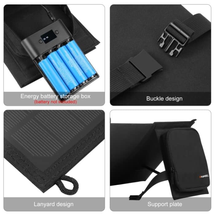 HAWEEL 12 W 2 Panels Faltbare Solarmodul-Ladetasche mit 5 V / 3,1 A max. zwei USB-Anschlüssen, unterstützt QC3.0 und AFC – Bild 4