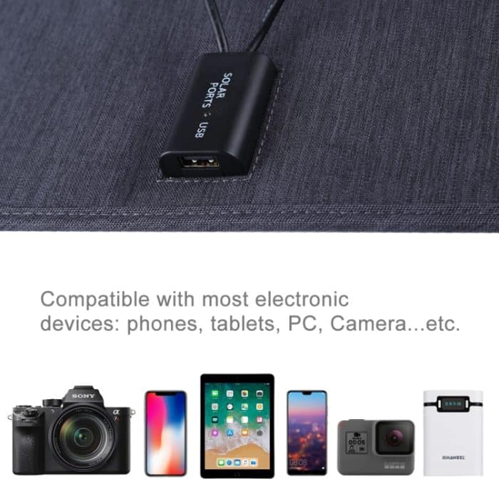 HAWEEL Tragbares 20-W-Solarladegerät aus monokristallinem Silizium, mit USB-Anschluss, Halterung und Tiger-Clip, unterstützt QC3.0 und AFC – Bild 12