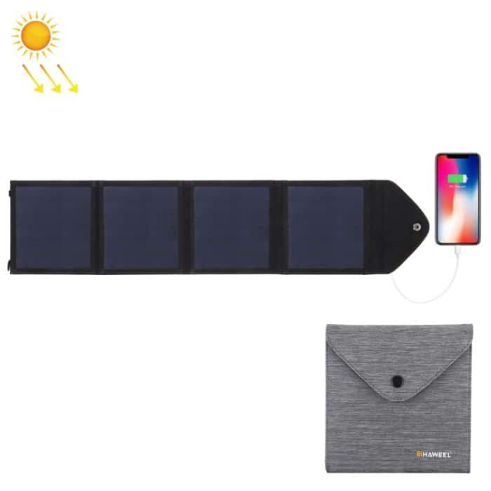 HAWEEL 14 W ultradünnes faltbares Solarpanel-Ladegerät mit 5 V/2,2 A USB-Anschluss, unterstützt QC3.0 und AFC, Ultrathin 14W 4-Fold – Bild 1