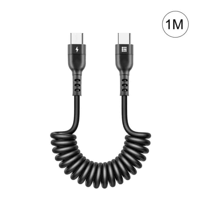 HAWEEL 1 m 5 A USB-C/Typ-C auf USB-C/Typ-C einziehbares Spiral-PD-Schnellladekabel – Bild 1