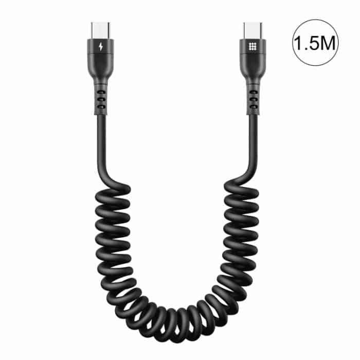 HAWEEL 1,5 m 5 A USB-C/Typ-C auf USB-C/Typ-C einziehbares Spiral-PD-Schnellladekabel – Bild 1
