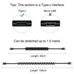 HAWEEL 1,5 m 5 A USB-C/Typ-C auf USB-C/Typ-C einziehbares Spiral-PD-Schnellladekabel – Bild 3