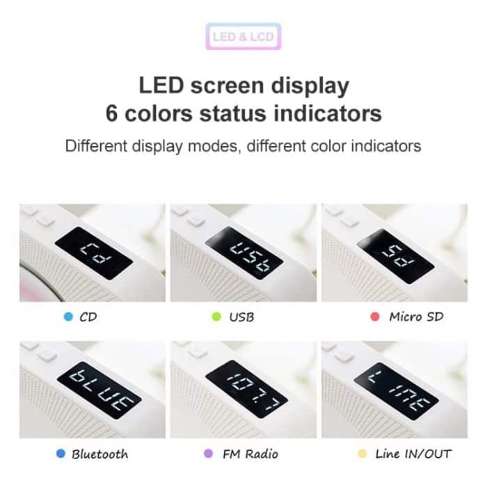 Der tragbare Bluetooth-Lautsprecher-CD-Player der zweiten Generation mit digitaler Anzeige und Fernbedienung, Digital Display – Bild 5
