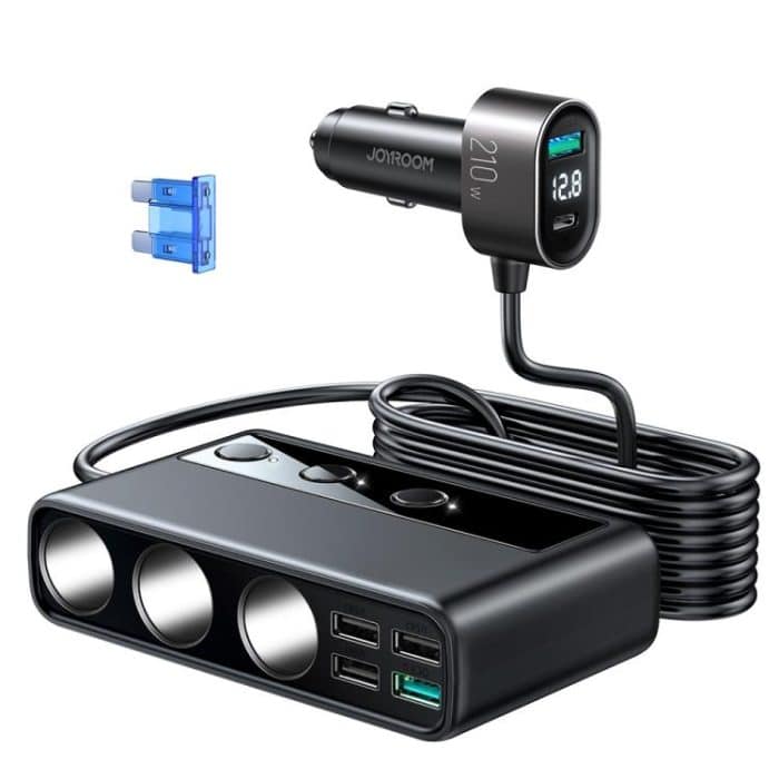 JOYROOM JR-CL06 9 in 1 154W PD USB-C / Typ-C + Dual QC3.0 USB + 3 USB + 3 Zigarettenanzünderlöcher Digitalanzeige Autoladegerät, JR-CL06 – Bild 1