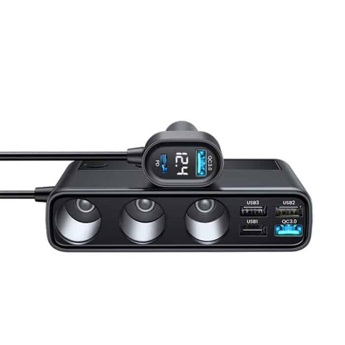 JOYROOM JR-CL06 9 in 1 154W PD USB-C / Typ-C + Dual QC3.0 USB + 3 USB + 3 Zigarettenanzünderlöcher Digitalanzeige Autoladegerät, JR-CL06 – Bild 2