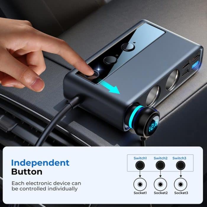 JOYROOM JR-CL06 9 in 1 154W PD USB-C / Typ-C + Dual QC3.0 USB + 3 USB + 3 Zigarettenanzünderlöcher Digitalanzeige Autoladegerät, JR-CL06 – Bild 5