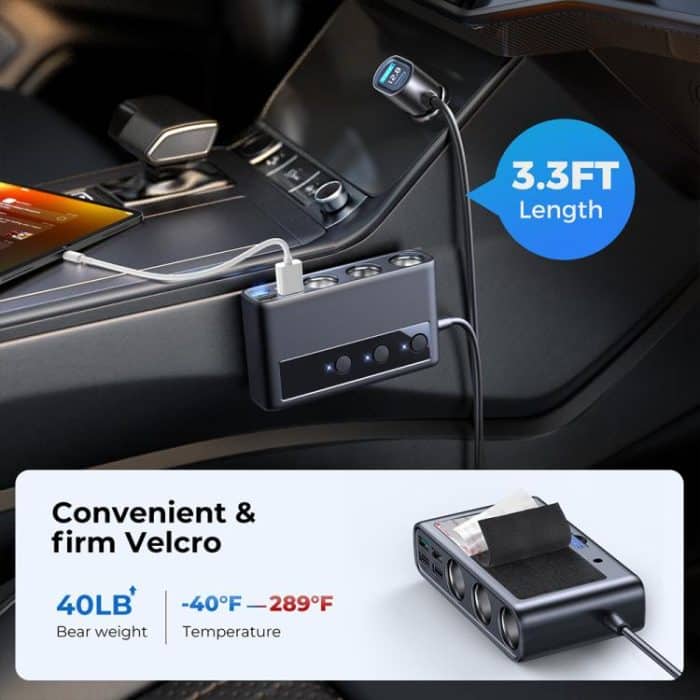 JOYROOM JR-CL06 9 in 1 154W PD USB-C / Typ-C + Dual QC3.0 USB + 3 USB + 3 Zigarettenanzünderlöcher Digitalanzeige Autoladegerät, JR-CL06 – Bild 6