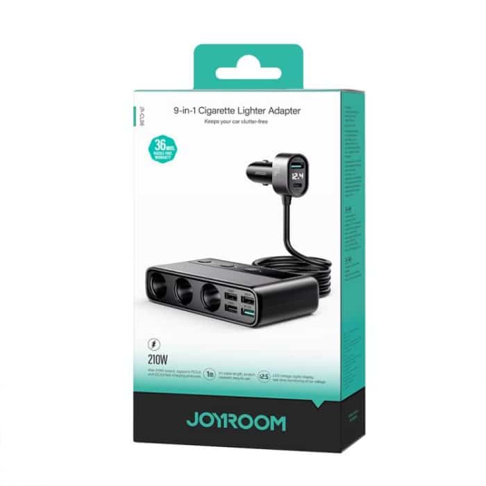 JOYROOM JR-CL06 9 in 1 154W PD USB-C / Typ-C + Dual QC3.0 USB + 3 USB + 3 Zigarettenanzünderlöcher Digitalanzeige Autoladegerät, JR-CL06 – Bild 8