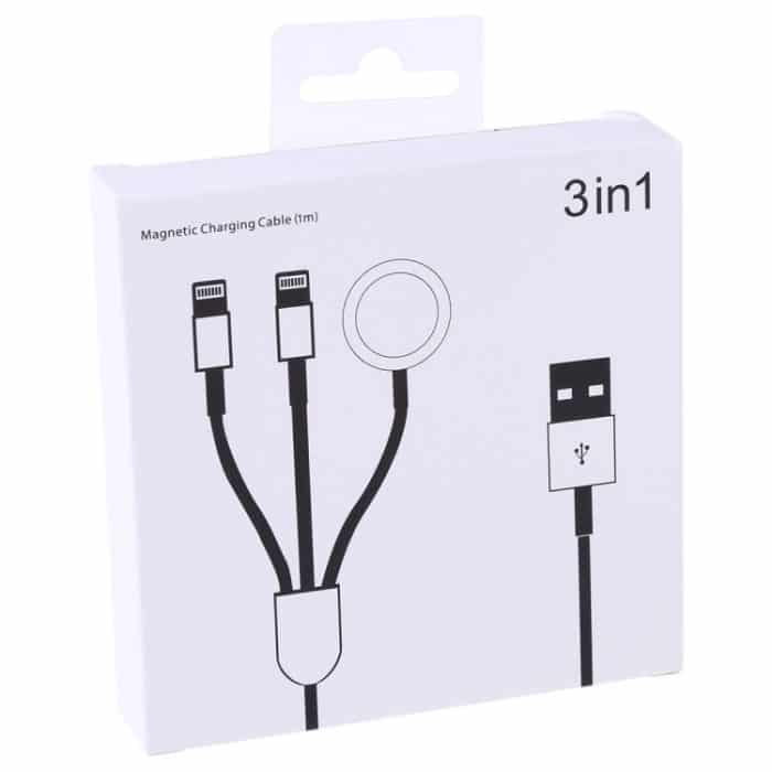 Multifunktionales 3-in-1-8-poliges magnetisches Ladekabel für iPhone/Apple Watch, Länge: 1 m – Bild 4