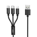 REMAX RC-131TH 1 m 2,8 A 3-in-1-USB-auf-8-Pin- und USB-C-/Typ-C- und Micro-USB-Ladekabel