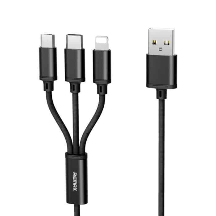 REMAX RC-131TH 1 m 2,8 A 3-in-1-USB-auf-8-Pin- und USB-C-/Typ-C- und Micro-USB-Ladekabel – Bild 1