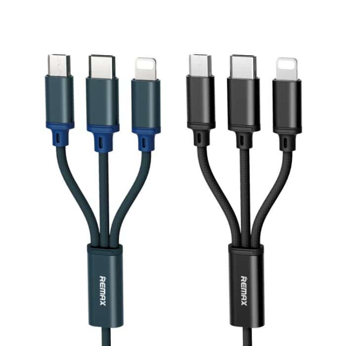 REMAX RC-131TH 1 m 2,8 A 3-in-1-USB-auf-8-Pin- und USB-C-/Typ-C- und Micro-USB-Ladekabel – Bild 2