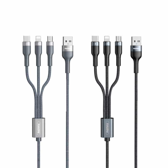 REMAX RC-070TH 1,2 m 2 A 3-in-1-USB-auf-8-Pin- und USB-C-/Typ-C- und Micro-USB-Ladekabel – Bild 2