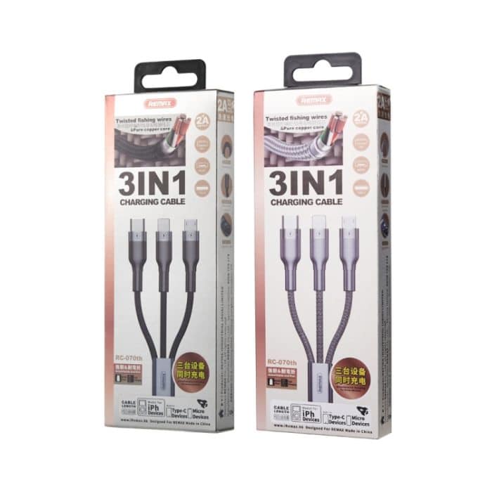 REMAX RC-070TH 1,2 m 2 A 3-in-1-USB-auf-8-Pin- und USB-C-/Typ-C- und Micro-USB-Ladekabel – Bild 5