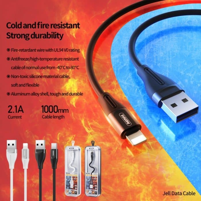 REMAX RC-075i 1 m 2,1 A USB-auf-8-Pin-Jell-Datenkabel – Bild 3