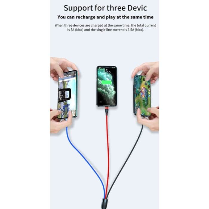 40 W 5A USB zu Micro USB + USB-C / Typ C + 8-poliges Schnelllade-Datenkabel, Kabellänge: 1,2 m – Bild 4