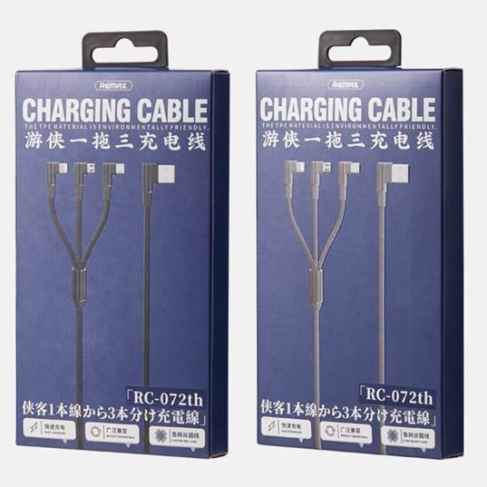 REMAX RC-167th 3 in 1 2,1 A USB auf 8 Pin + USB-C / Typ-C + Micro USB Range Series Ellenbogen-Ladekabel, Kabellänge: 1 m – Bild 4