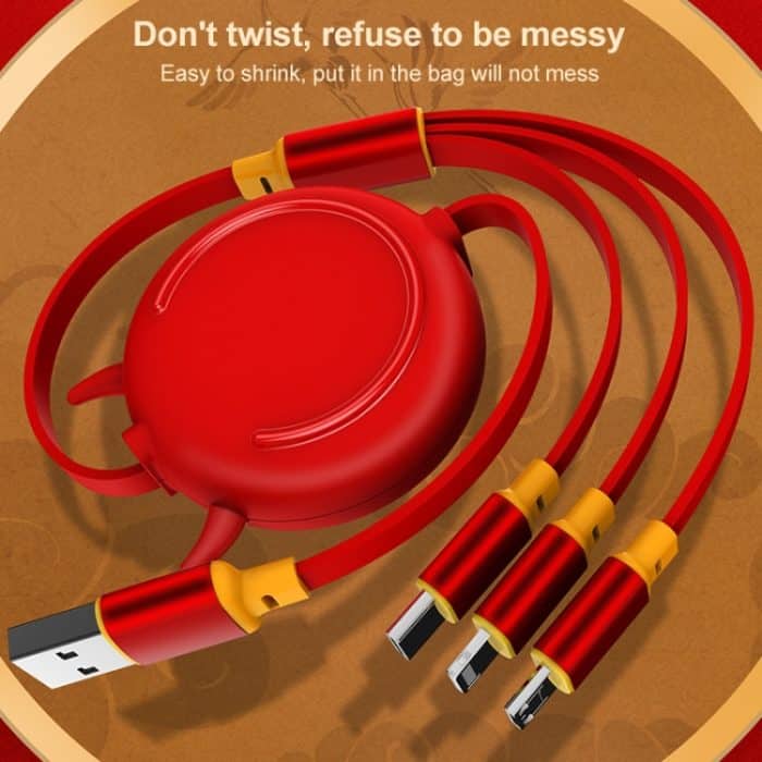 KO42 1.2M 3A 3 in 1 USB bis 8 PIN + USB-C / Typ-C + Micro USB Bull Head Retractable Datenkabel – Bild 6