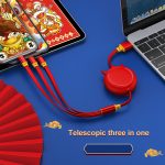 KO42 1.2M 3A 3 in 1 USB bis 8 PIN + USB-C / Typ-C + Micro USB Bull Head Retractable Datenkabel – Bild 10