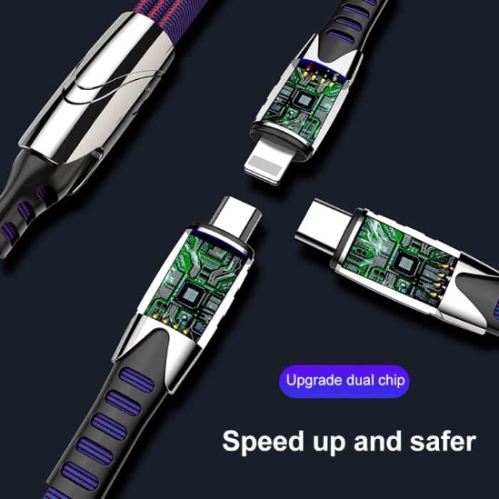 K051 1,2 m 3-in-1-USB-auf-8-Pin + USB-C / Typ-C + Micro-USB Shark Fabric-Datenkabel – Bild 3