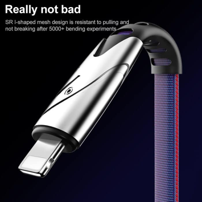 K051 1,2 m 3-in-1-USB-auf-8-Pin + USB-C / Typ-C + Micro-USB Shark Fabric-Datenkabel – Bild 5