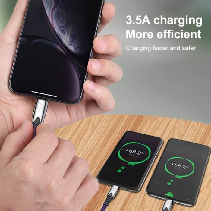 K051 1,2 m 3-in-1-USB-auf-8-Pin + USB-C / Typ-C + Micro-USB Shark Fabric-Datenkabel – Bild 8