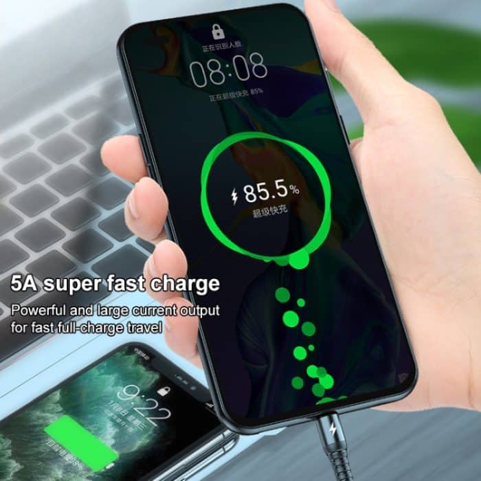 KO61 1.2M 5A 3 in 1 USB bis 8 PIN + USB-C / Typ-C + Micro USB Rund schnelles Ladedatenkabel – Bild 14