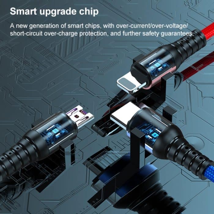 KO61 1.2M 5A 3 in 1 USB bis 8 PIN + USB-C / Typ-C + Micro USB Rund schnelles Ladedatenkabel – Bild 7