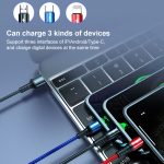 KO61 1.2M 5A 3 in 1 USB bis 8 PIN + USB-C / Typ-C + Micro USB Rund schnelles Ladedatenkabel – Bild 10