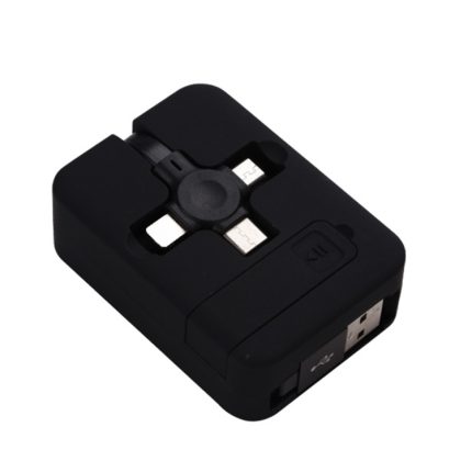 019-1 3-in-1-USB-auf-8-Pin-+Micro-USB-+USB-C/Typ-C-Macaron-Teleskop-Datenkabel mit Aufbewahrungsschlitz und Halterung, Kabellänge: 1 m