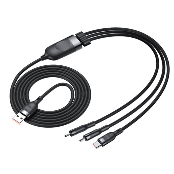 ADC-66 5A 66W 3 in 1 USB bis 8 PIN + Micro USB + USB-C / Typ-C Schnellladung Geflochtene Datenkabel, Kabellänge: 1,2m – Bild 2
