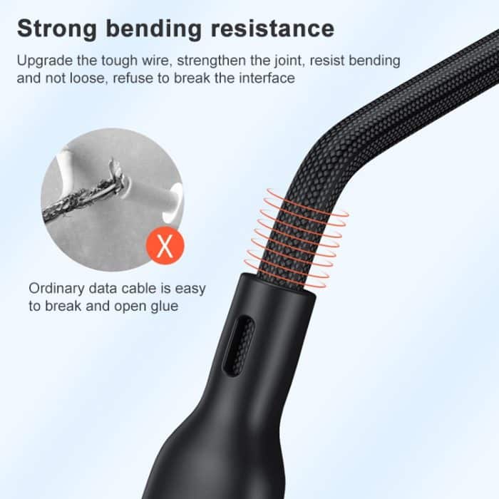 ADC-66 5A 66W 3 in 1 USB bis 8 PIN + Micro USB + USB-C / Typ-C Schnellladung Geflochtene Datenkabel, Kabellänge: 1,2m – Bild 3