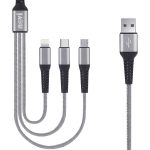 IVON CA39 2.4A MAX 8 PIN + Typ-C + Micro USB 3 in 1 Ladekabel, Länge: 1,2m