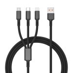 Geflochtenes 3-A-3-in-1-USB-auf-Typ-C-/8-Pin-/Micro-USB-Schnellladekabel, Kabellänge: 1,2 m