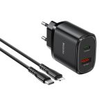 Yesido YC47 USB-C/Typ-C + USB-Reiseladegerät mit 1 m USB-C/Typ-C auf 8-poligem Kabel, EU-Stecker